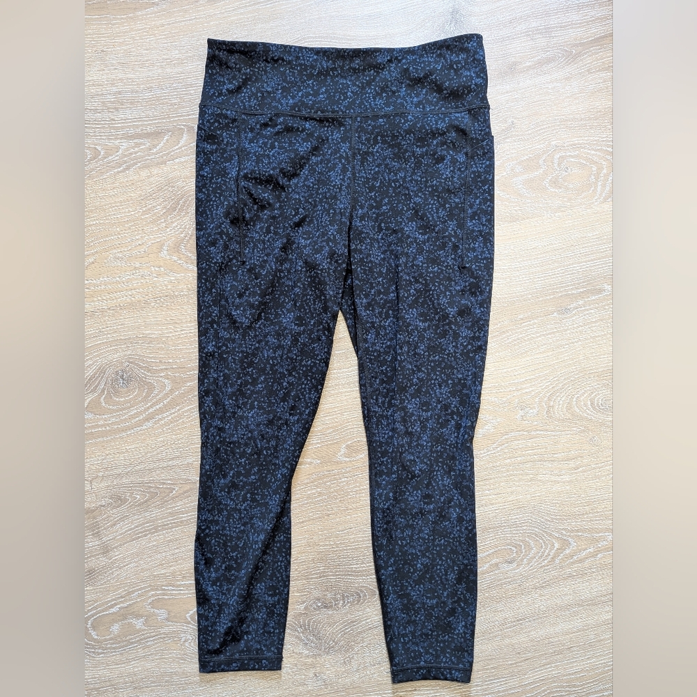 We Wander Black Blue Speckled‎ Leggings Women's XL